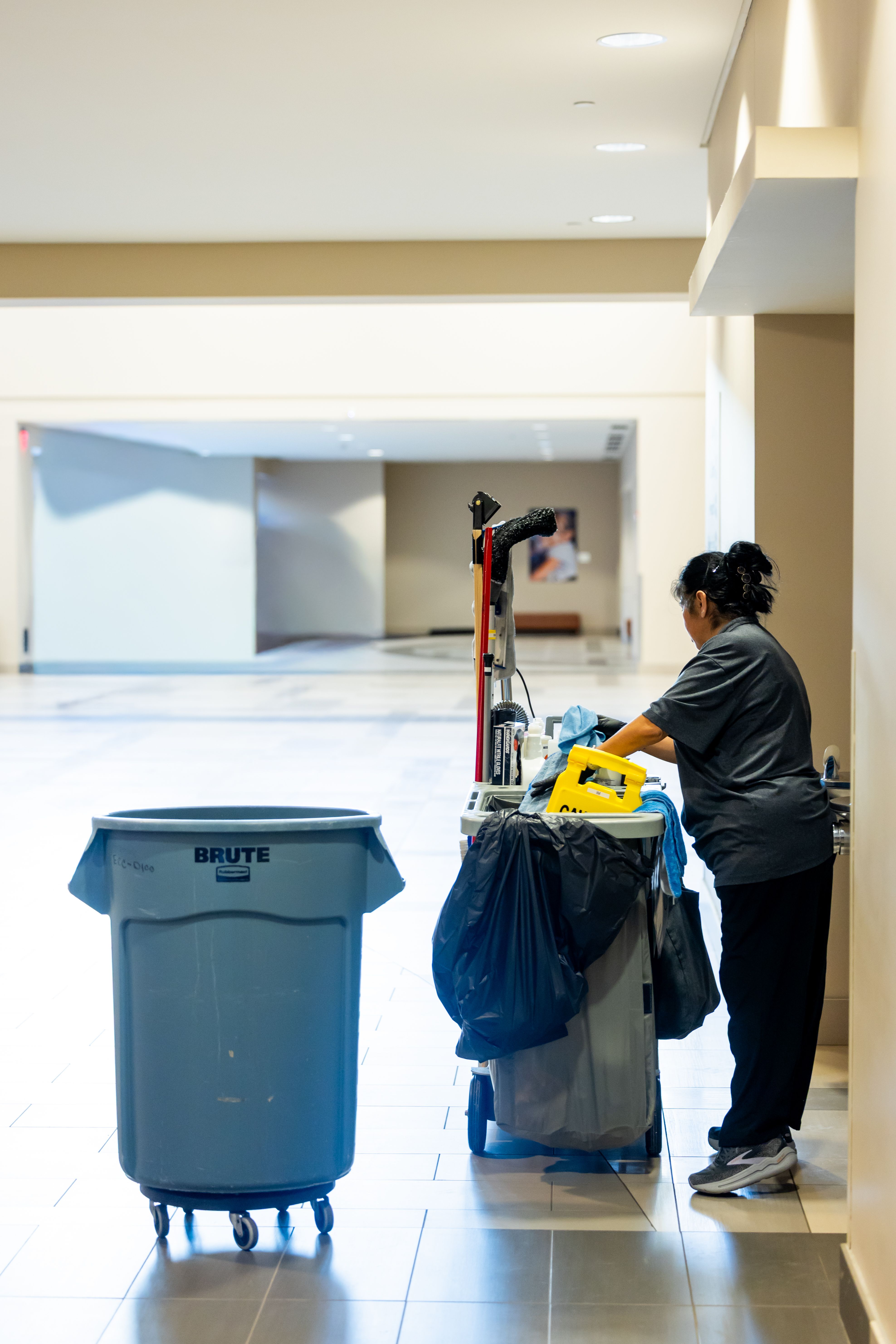 Commercial cleaning crew preparing an office or business space in Greater Boston